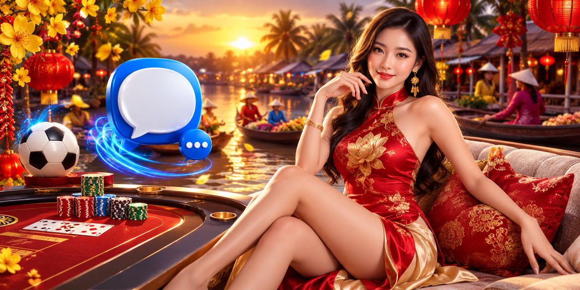 Không khí lễ hội Tết tại Mekong với bàn baccarat và đèn lồng rực rỡ